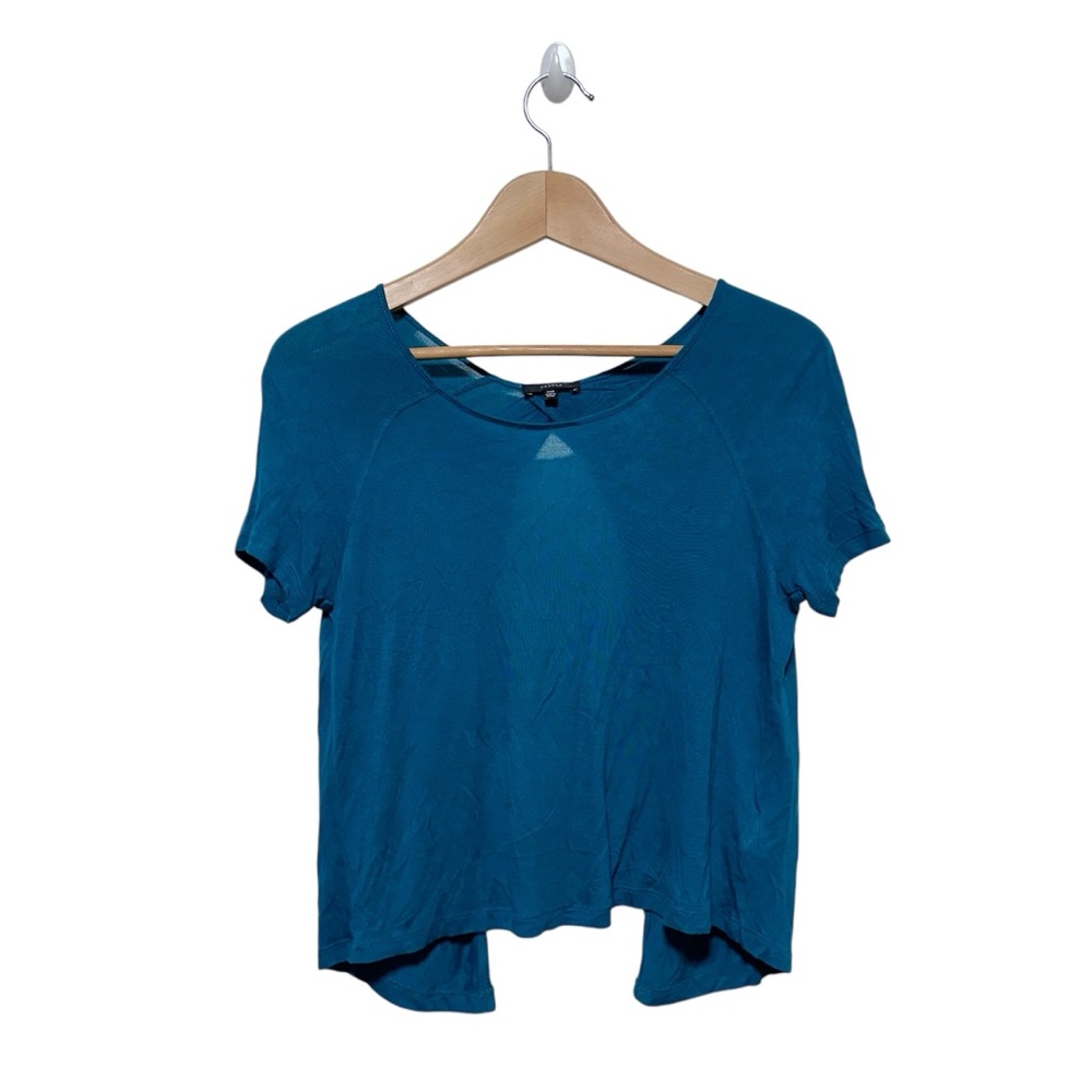 Aritzia Talula Teal comfy Open Back Shirt Top Size XXS